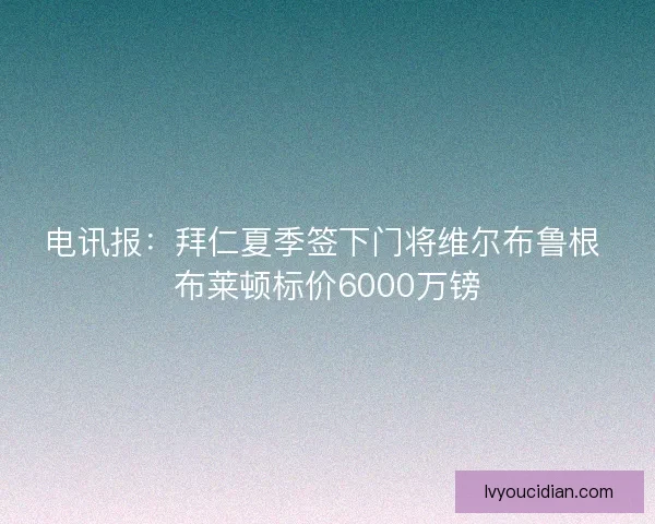 电讯报：拜仁夏季签下门将维尔布鲁根 布莱顿标价6000万镑